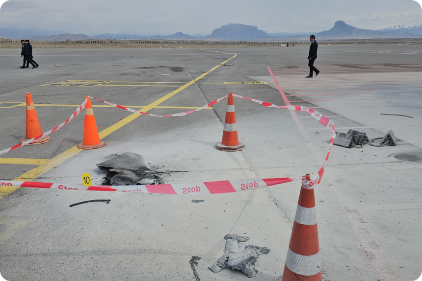 Обломки дрона в аэропорту Нахичевани