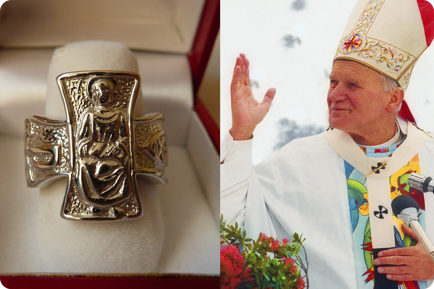 Серебряная копия кольца Папы Иоанна Павла II